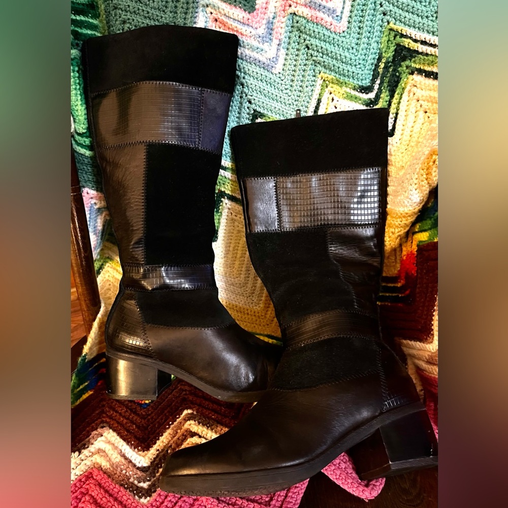 Leather/Suede Patchwork Boots - image 2